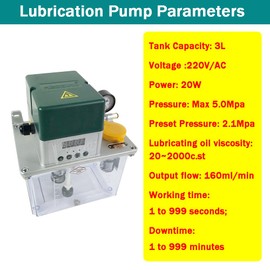 EQCOTWEA 220V Automatic Lubrication Pump Automatic Gear Pump Lubrication Oil Pump 3L Automatic Electric CNC Lubrication Pump Oiler Digital Display Oiler with Pressure Gauge