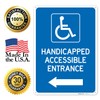 Handicapped Accessible Entrance with Left Arrow Sign, 10x14 Inches, Rust