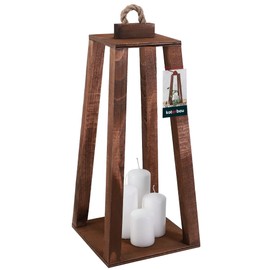 KOTARBAU® Wooden Lantern Brown 20 x 20 x 41 cm Garden Lantern Wooden Lantern Outdoor & Indoor Lantern Living Room for Flowers and Candles Wedding
