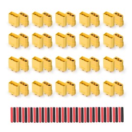 TMH 20 Pairs XT90 Connector 20 pcs Male + 20 pcs Female Bullet Connectors Plugs with 80 pcs Heat Shrink Tube for RC Lipo Battery Car Boat