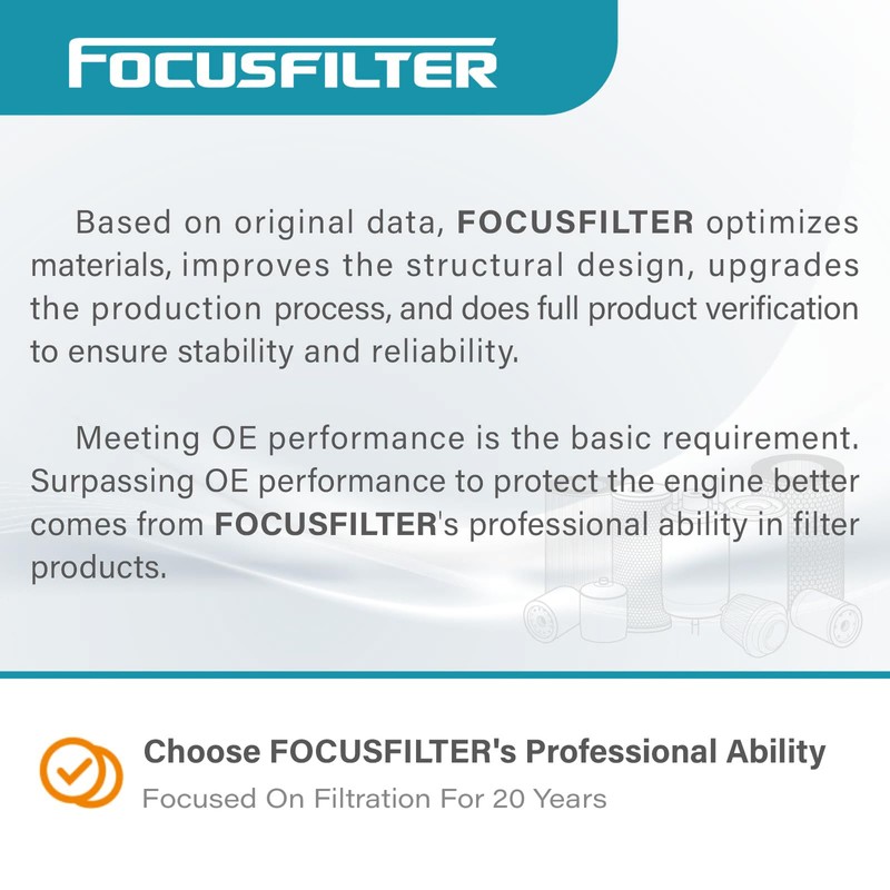 FOCUSFILTER FD4626 FD4637 OEM Grade Diesel Fuel Filter, for 2017-2024
