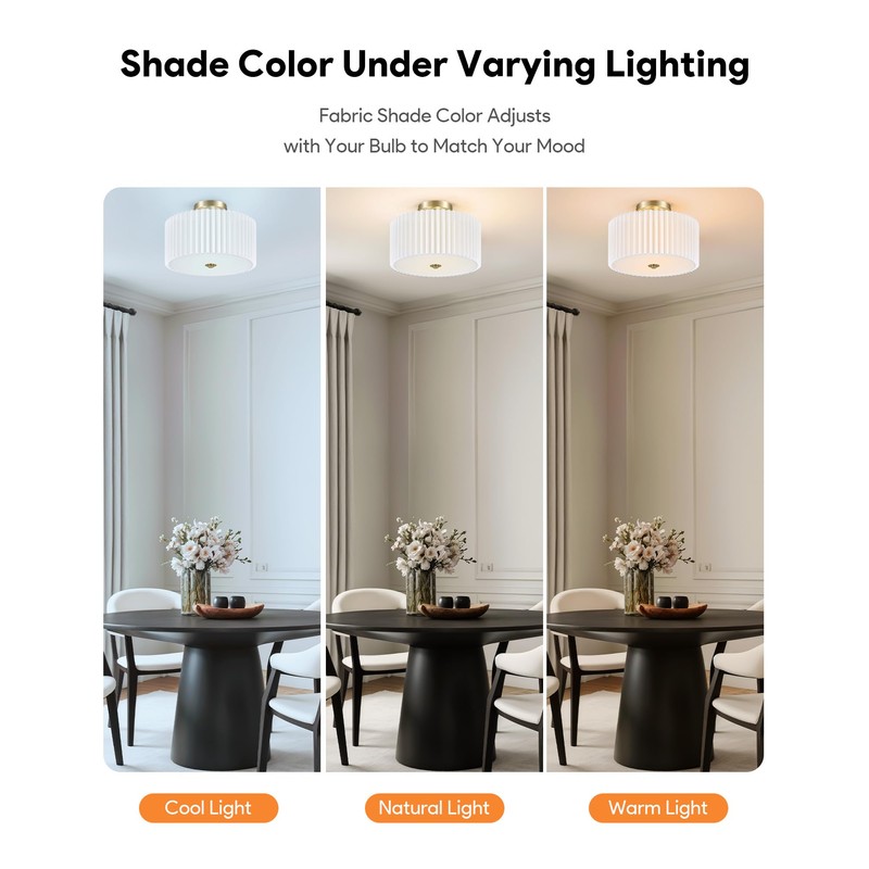 VONLUCE Semi Flush Mount Ceiling Light, 12.2" Ceiling Light Fixture