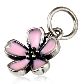 Pink Cherry Charm 925 Sterling Silver Flower Beads fit for DIY Charms Bracelets