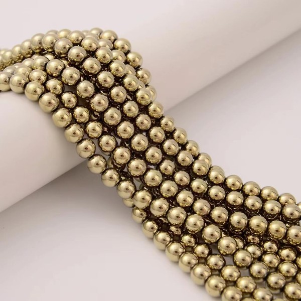 JM Design Titanium Hematite Pyrite Tone Smooth Round Beads Size