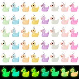 BENOSPACE 48Pcs Luminous Duck Charms Glow in The Dark Beads Mini Resin Duck Shape Pendant Animal UV Bead Solar Bead DIY Accessories for Jewelry Making Necklaces Bracelets Earrings Arts Supplies Crafts