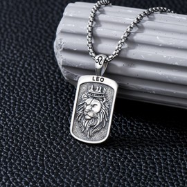 Zodiac Necklace 925 Sterling Silver Leo Constellation Necklace Horoscope Astrology Pendant Zodiac Jewelry Gift for Men Women