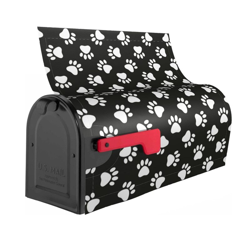 Duduho Dogs Animal Paws Print Mailbox Cover Magnetic Mailbox Wraps