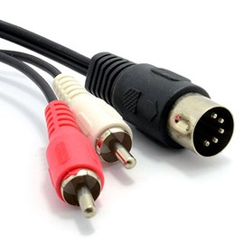 kenable 5 Pin Male Din Plug to 2 x RCA Phono Male Plugs Audio Cable 0.5m 50cm
