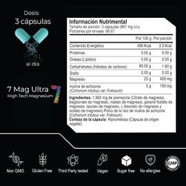 SEVEN MAG ULTRA 7 Tipos de Magnesio 200 capsulas (2000mg por porcion) con L Treonato de Magnesio, Citrato de Magnesio, Glicinato de Magnesio, by Eternal Nutrition - Ingredientes Naturales Premium de USA