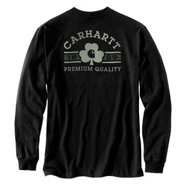 Carhartt Men's 106749 Loose Fit Heavyweight Long-Sleeve Shamrock Graphic T-Shir - Small Regular - Black