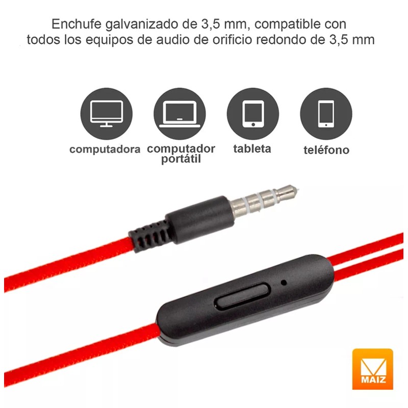 Maíz Audifonos Manos Libres Alambricos Jack 3.5mm In-ear Pc