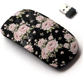 2.4G Wireless Mouse with Cute Pattern Design for All Laptops and Desktops with Nano Receiver - Bouquets Roses
