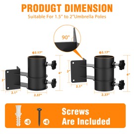 Magacyo Patio Umbrella Holder, Heavy Duty Metal Deck Umbrella Clamp Mount Base for Outdoor Railing Post, Balcony, Courtyard, Fences (Corner Mount)