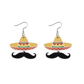 Cute Cinco De Mayo Wooden Dangle Earrings for Women Double Side Printed Mexican Fiesta Wood Earrings Jewelry Gift-D