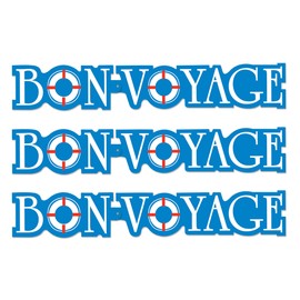 Beistle 3 Piece Bon Voyage Streamers, 6" x 37", Blue/White/Red