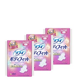 [Set of 3] Sophy Body Fit for Regular Daily Use, With Wings, 8.3 inches (21 cm), 22 Packs x 3