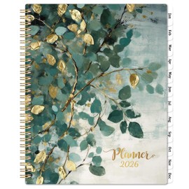 2026 Planner - Planner 2026 Weekly and Monthly, 9''x11'', Jan. 2026 - Dec. 2026, 2026 Weekly and Monthly Planner, Tabs, Pocket, Twin-wire Binding - Art Leaves
