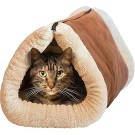 SAPRA | 2-in-1 Convertible Cat Bed, Tube to Mat Design, Multi-Function Pet Lounger