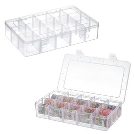 OGANAZI 2 Pack Plastic Bead Storage Boxes with 15 Compartments Clear Craft Boxes with Adjustable Dividers Organiser Boxes for Crafts, Screws, Jewelry, Washi Tape, Snack, Hair Accessories