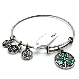 Solvar Celtic Irish Charm Adjust Bangle Bracelet Shamrock Trinity Knot Ireland Shamrock