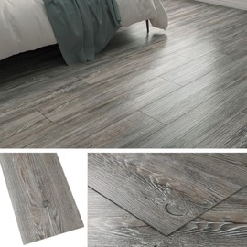 Livelynine 36-Planks 6x36 Vinyl Wood Flooring Peel and Stick Floor Tile Wood Laminate Flooring Planks Waterproof Grey Wooden Floor Covering Self Adhesive Luxury Bathroom Tiles Vinyl Tile Stickers