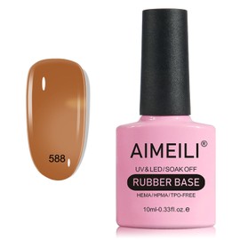 AIMEILI Rubber Base Gel For Nails, Soak Off U V LED Hema Free Clear Sheer Gel Nail Polish, 4 in 1 Nail Strengthen/Enhance/Base Coat/Color - (588) 10ml