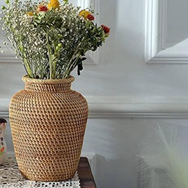 2X Rattan Woven Vase Art Vase Fashion Tabletop Decoration Plants Flower Pot Faddish Flower Pot for Home Decor