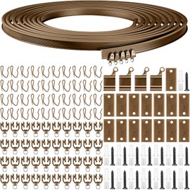 Jetec Curtain Tracks Ceiling Flexible Curtain Track Bendable Rail Curved Wall Mounted for Living Room Bedroom Divider Rod RV(5 Meter/ 16.4 Feet,Brown)