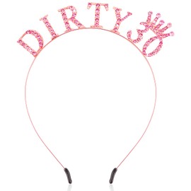 SuPoo Pink Dirty 30 Headband 30th Birthday Crown 30th Birthday Decorations for Her Rhinestone Thirty Birthday Headband Tiara Birthday Gifts for Her 30 Year Old Happy Party Decorations