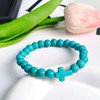 Cross Bracelet- Gemstone Bracelet with Turquoise Beads and Cross Pendant,