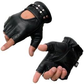 Milwaukee Leather Women's Leather Motorcycle Fingerless Hand Gloves - Large