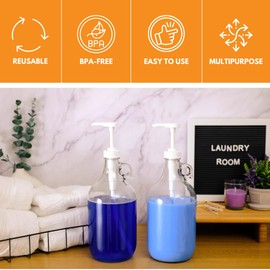 Fastrack Half Gallon Glass Jug Laundry Detergent Dispenser – Airtight Screw-Top Container | Non-Slip Base | Detergent Pump Dispenser or Syrup Pump | Eco Friendly Food Grade