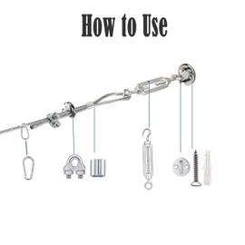 Jecarden Batting Cage Netting Wire Tension Kit for 35/55/70FT Batting Cage Cable Suspension Kits Batting Cage Netting Baseball Softball DIY Net Hanging Kit Indoor and Outdoor Backyard Design (70FT)