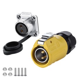 CNLINKO LP-20 Industrial Waterproof Connector IP68 Circular Connector Quick Plugging Aviation Connector Anti-Interference Shell Fast Release Connector M20 2-12 Pin Flange Socket (2 Pin)