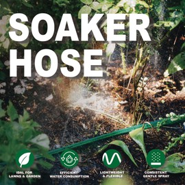 FangFarm Flat Sprinkler Soaker Hose: 1/2" Diametere with Heavy-Duty Double Layer - Save 70% Water For Lawn/Flower beds/Vegetable (25FT, Green)