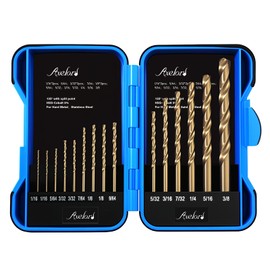 Axelord 15Pcs Cobalt Drill Bit Set (1/16“-3/8”), M35 HSS, 135 Degree Tip, Twist Jobber Length for Hardened Metal, Stainless Steel, Cast Iron, Wood, and Plastics, with Index Storage Case