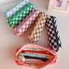 2 Pcs Checkered Cosmetic Bag Pencil Case Portable Travel Toiletry