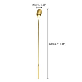 QUARKZMAN Long Handle Mixing Spoon Stainless Steel Bartender Mixing Spoon Cocktail Stirrer Bar Spoon Mixing Spoon (Length: 300 mm/11.81 Inches Gold)