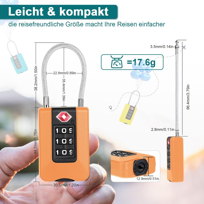 ZHEGE Suitcase Lock Combination Lock 3 Digit TSA Lock (2,