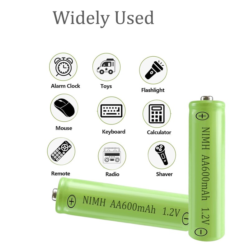 XFULL 12 Packs AA Ni-MH 600mAh Rechargeable Batteries 1.2v Doulbe