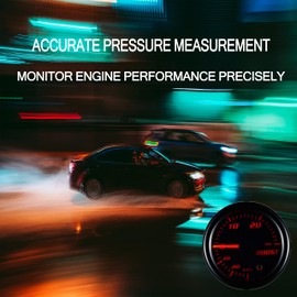 YONEDA Turbo Boost Gauge Kit aspiradora 30 PSI tintado 7 colores, incluye manguera mecánica y montaje en T, esfera negra, para coche y camión, 55 mm