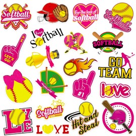 320 Pieces Softball Stickers Softball Sports Themed Party Favors Supplies, Sport Softball Helmet Stickers Softball Team Party Favors for Laptops Water Bottles Scrapbook
