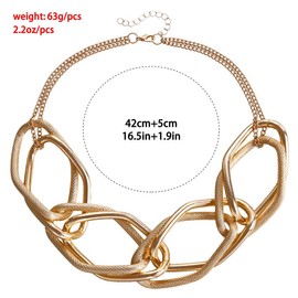Jascatin Chunky Choker Necklace Gold Exaggerated Punk Cuba Link Thick Necklace Chain for Women, Taglia unica, Metal, No Gemstone, Metal, No Gemstone