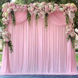 10 ft x 10 ft Pink Backdrop Curtains for Parties, Wrinkle Free Baby Pink Photography Backdrop Drapes for Wedding Grils Birthday Baby Shower Bridal Shower Party