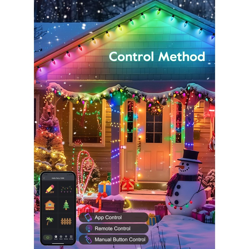 Brightown Smart Christmas Lights Outdoor, 100 LED RGB C9 String