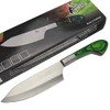 TheBoneEdge 11" Chef Kitchen Knife Green Packawood Handle Stainless Steel