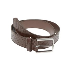 Urban Classics Men's Woven Embossed Synthetic Leather Belt, Braided Belt for Men, Sizes S/M - L/XL, Brown/silver
