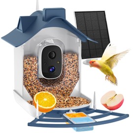 Bird Feeder with Camera, AI Identify Bird's Species Camera, Full HD Live Video Outdoor Adjustable Solar Smart Birds Feeder, Auto Capture Birds Videos & Notify, Ideal Present for Bird Lover