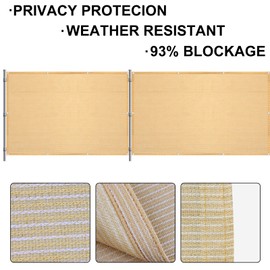 2'6" x 10' Beige Fence Screen Balcony Privacy Screen Shade Netting Mesh Cloth with Grommets for Apartment, Patio, Backyard, Porch, Railing - Customized Size