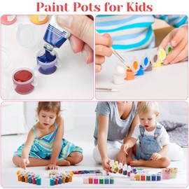 240 Pcs Empty Paint Pot Palettes, Caffox 40 Strips Paint Pots with Lids Acrylic Mini Paint Container Strips Storage with Lids for Classrooms School Arts and Crafts Paint (3ml/ 0.1oz)